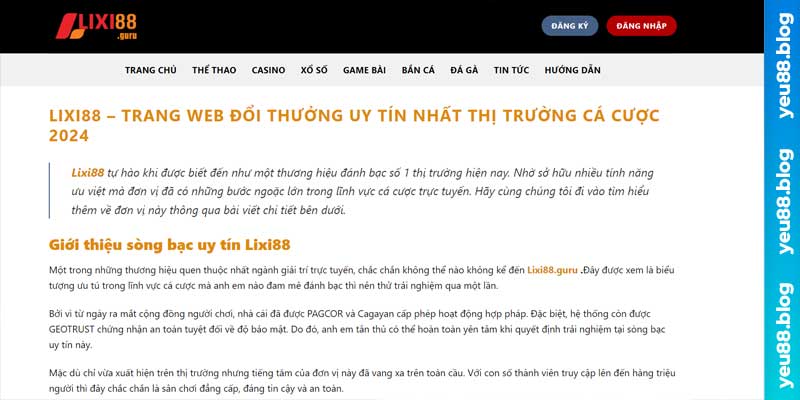 Giới thiệu về Lixi88